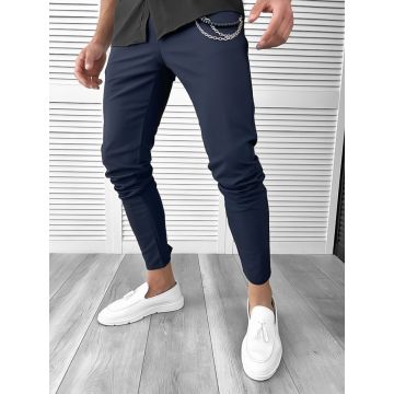 Pantaloni barbati casual bleumarin CU MIC DEFECT DEF10614  O3-1.3