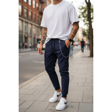 Pantaloni de trening bleumarin conici 12108 119-4