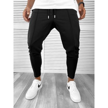 Pantaloni de trening negri conici 12166 Y9-4