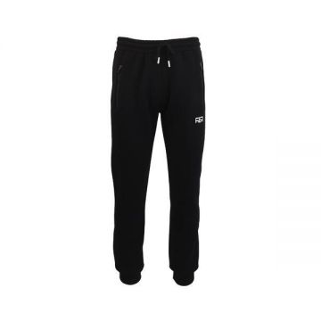 Pantaloni trening barbat, vatuit la interior, negru, imprimeu alb, M, Univers Fashion