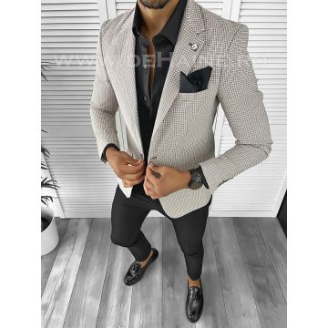 Sacou barbati slim fit cu imprimeu B8275  O3-4.1