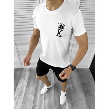 Trening barbati alb/negru  pantaloni + tricou 11698 P20-3.2