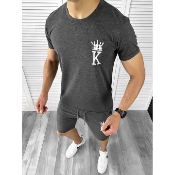 Trening barbati gri inchis pantaloni + tricou 11698 P20-4.3