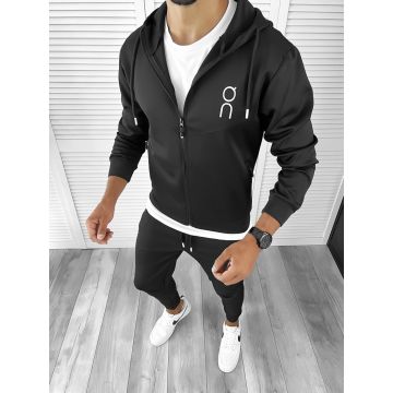 Trening barbati slim fit Pantaloni + Hanorac negru 12182 2