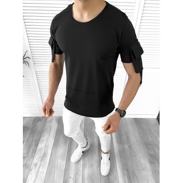 Tricou barbati negru slim fit B9346 K5-1