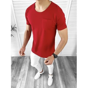 Tricou barbati slim fit rosu B1961 K2-3.4