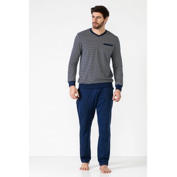 Pijama din bumbac organic cu decolteu in V