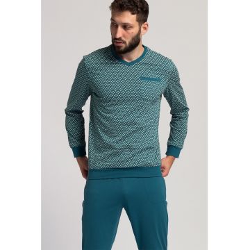Pijama din bumbac organic cu decolteu in V Pijama din bumbac organic cu decolteu in V