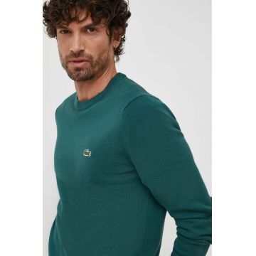 Lacoste pulover de bumbac culoarea verde, light