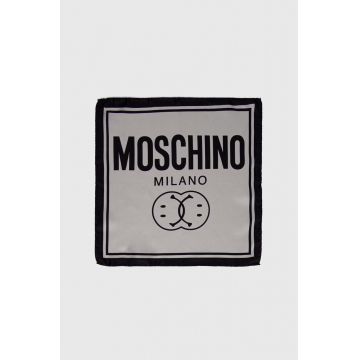 Moschino batistă de buzunar de mătase x Smiley culoarea gri