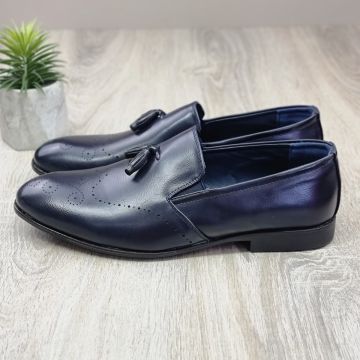 Pantofi Barbat Bleumarin Cu Siret Cachi