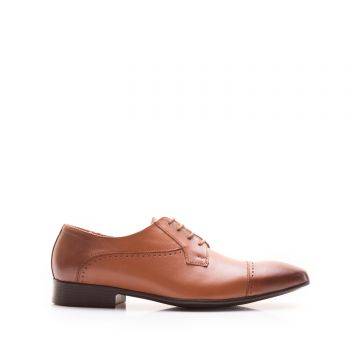 Pantofi eleganti barbati din piele naturala,Leofex - 123 Cognac Box