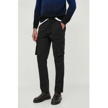 Sisley pantaloni barbati, culoarea negru, cu fason cargo
