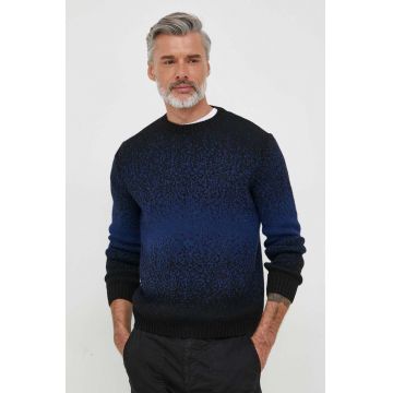 Sisley pulover din amestec de lana barbati, culoarea albastru marin