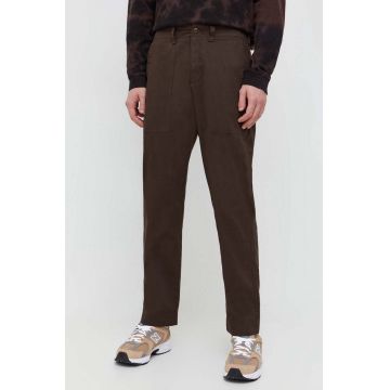 Abercrombie & Fitch pantaloni de bumbac culoarea maro, drept Abercrombie & Fitch pantaloni de bumbac culoarea maro, drept