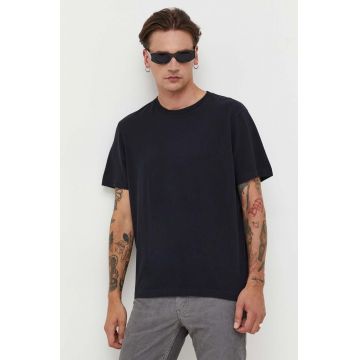 AllSaints tricou din bumbac barbati, culoarea negru, neted