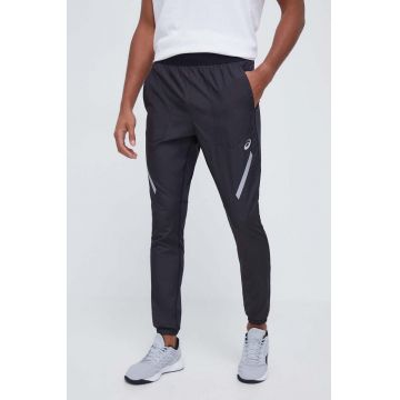 Asics pantaloni de alergare culoarea negru, cu imprimeu