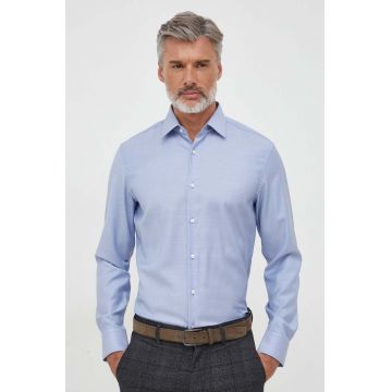 BOSS camasa de lana cu guler clasic, slim