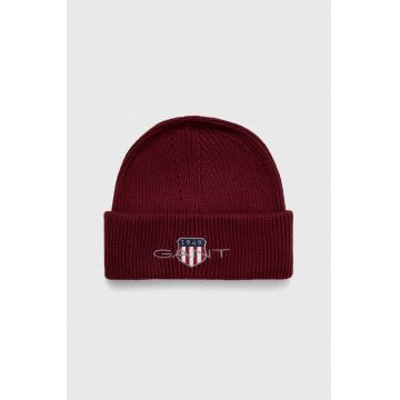 Gant caciula din amestec de lana culoarea bordo, din tricot gros