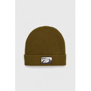 Jack Wolfskin caciula culoarea verde, din tricot gros