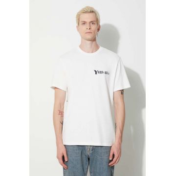 KSUBI tricou din bumbac barbati, culoarea alb, cu imprimeu