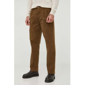 Lindbergh pantaloni de catifea cord culoarea bej, drept