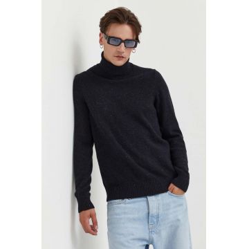 Marc O'Polo pulover de lana barbati, culoarea negru, cu guler