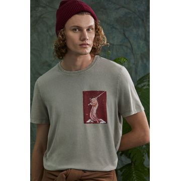 Medicine tricou din bumbac culoarea bej, cu imprimeu