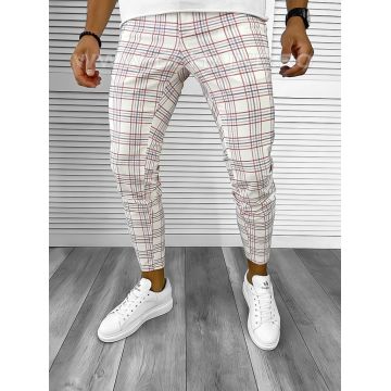 Pantaloni barbati casual regular fit in carouri B8497 7-1 E ~