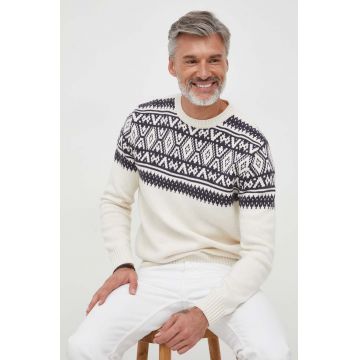 Pepe Jeans pulover din amestec de lana Elijah barbati, culoarea bej