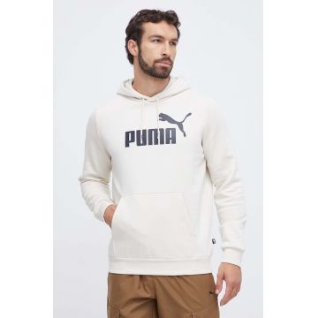 Puma bluza barbati, culoarea alb, cu glugă, cu imprimeu