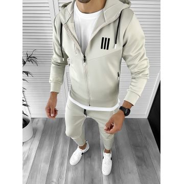 Trening barbati slim fit Pantaloni + Hanorac bej 12233 82-2.3