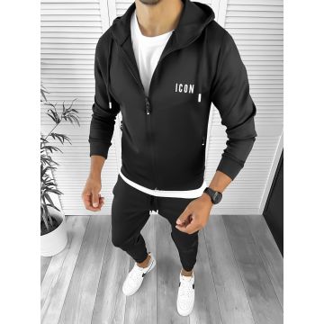 Trening barbati slim fit Pantaloni + Hanorac negru 12181 6-2.3.4