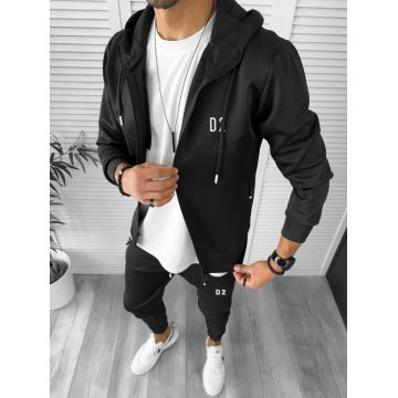 Trening barbati slim fit Pantaloni + Hanorac negrሣ4 10  V5