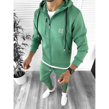 Trening barbati slim fit Pantaloni + Hanorac verde 12234 92-5