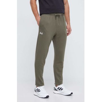 Under Armour pantaloni de trening culoarea verde, neted