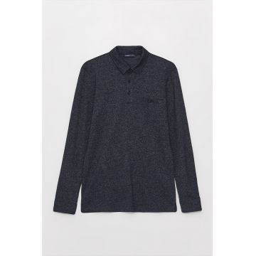 Bluza polo cu buzunar pe piept