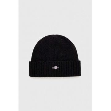 Gant caciula de lana culoarea negru, de lana, din tricot gros