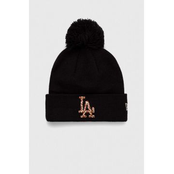 New Era caciula culoarea negru, din tricot gros, LOS ANGELES DODGERS