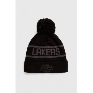 New Era caciula culoarea negru, din tricot gros, LOS ANGELES LAKERS