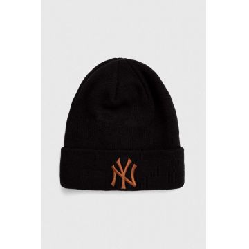 New Era caciula culoarea negru, din tricot gros, NEW YORK YANKEES