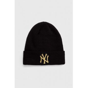 New Era caciula culoarea negru, din tricot gros, NEW YORK YANKEES