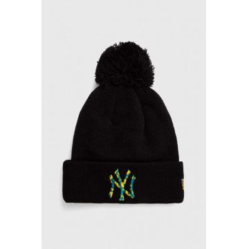 New Era caciula culoarea negru, din tricot gros, NEW YORK YANKEES