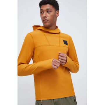 The North Face bluza barbati, culoarea galben, cu glugă, neted