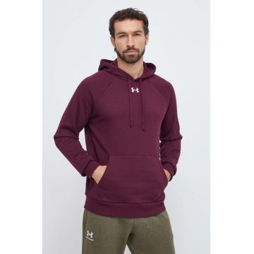 Under Armour bluza barbati, culoarea bordo, cu glugă, neted