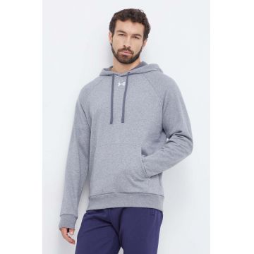 Under Armour bluza barbati, culoarea gri, cu glugă, neted