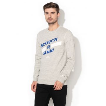 Bluza sport cu decolteu la baza gatului si imprimeu logo