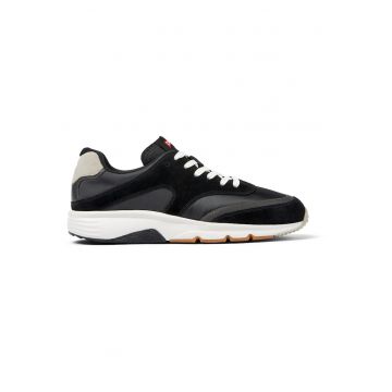 Pantofi sport cu insertii din piele nabuc Drift - Negru/Gri