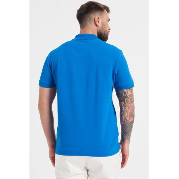 Tricou polo cu aspect pique - cu logo brodat pe piept