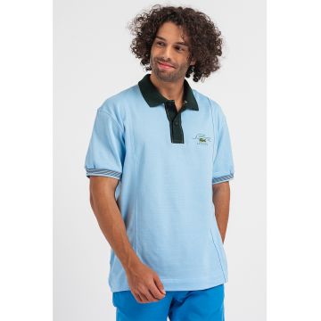 Tricou polo de bumbac cu detalii contrastante